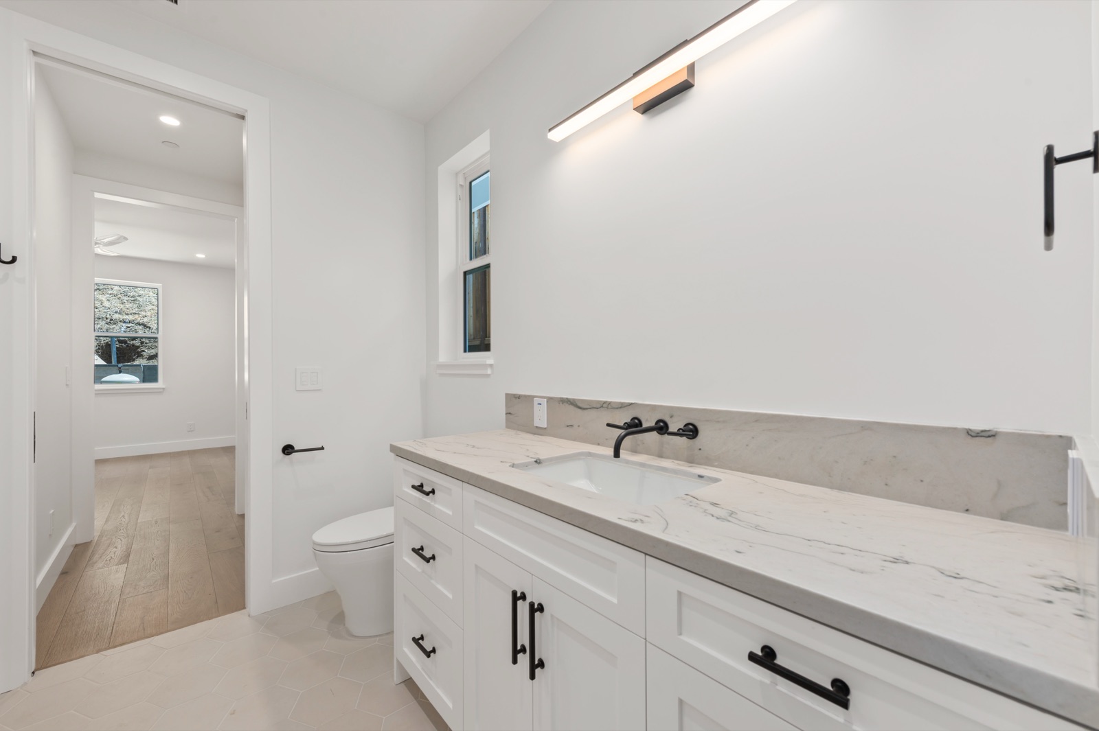 ADU bathroom finishes in a Sonoma County guest house