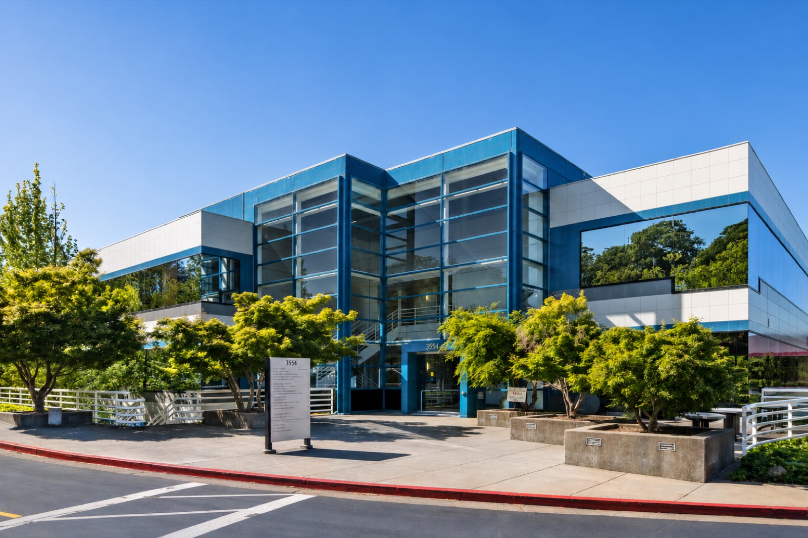 Commercial office building with glass curtain wall, Basin Street Properties portfolio