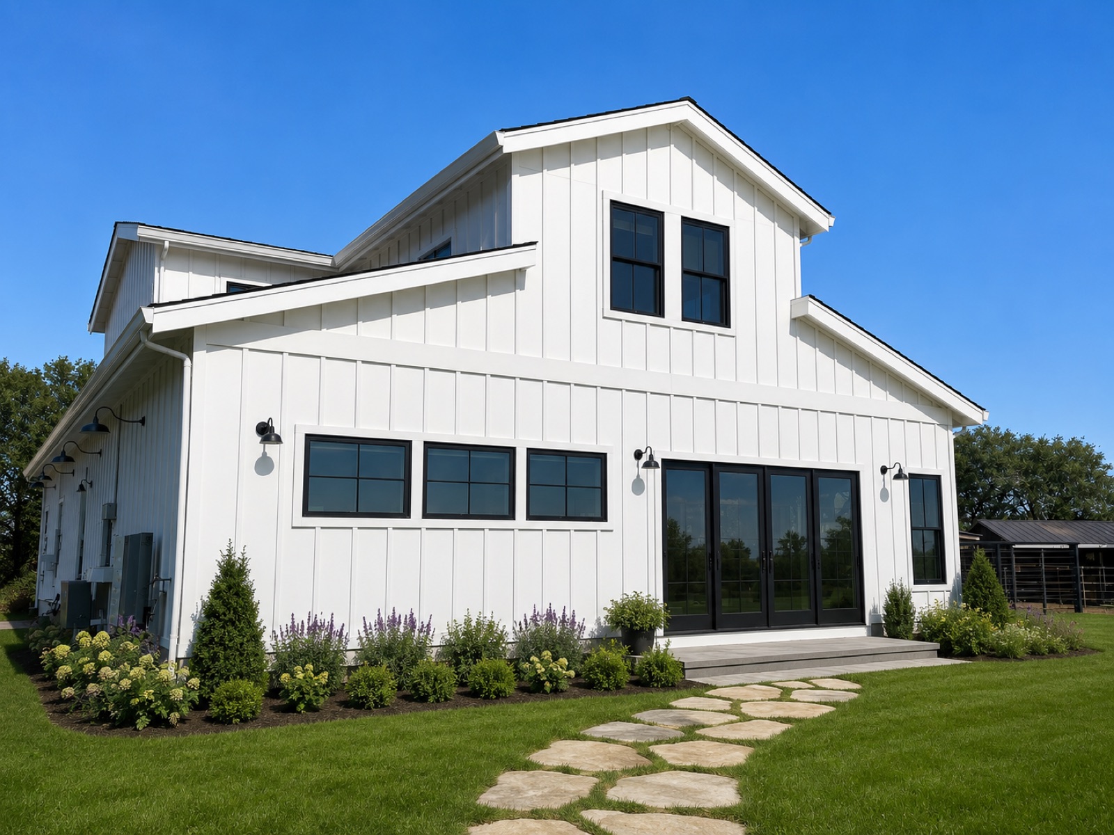 Custom modern farmhouse exterior built in Sonoma County